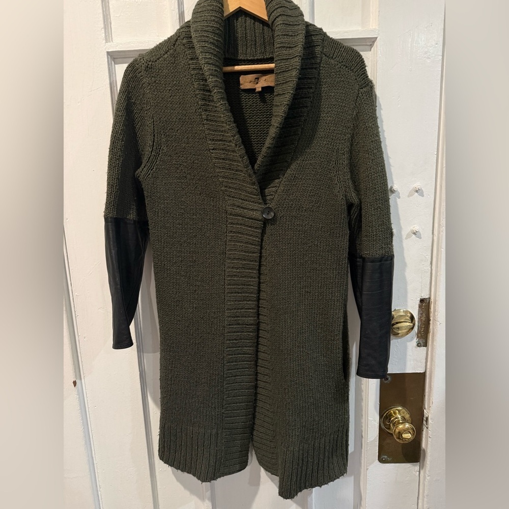 7 For All Mankind Dark Green Knit Cardigan